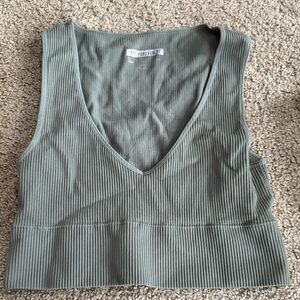 Forever 21 Olive Ribbed Crop Top